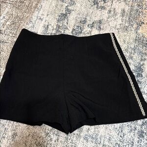 Zara Black Women's Dress Shorts with Rhinestone Side Trim